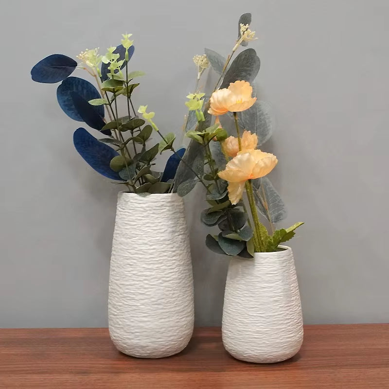 White Stoneware Ceramic Vase Set Decorative Vase Desktop Decoration Indoor Home Decor for Living Room Desktop Shelf Gift for Mom
