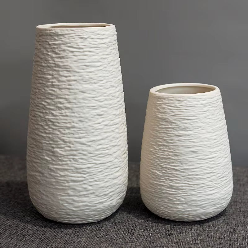 White Stoneware Ceramic Vase Set Decorative Vase Desktop Decoration Indoor Home Decor for Living Room Desktop Shelf Gift for Mom