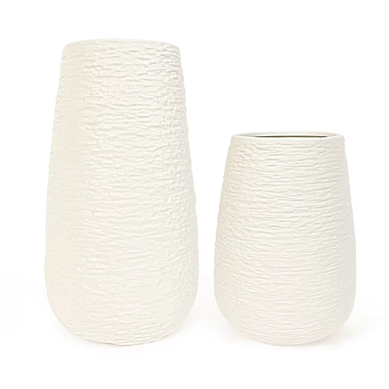 White Stoneware Ceramic Vase Set Decorative Vase Desktop Decoration Indoor Home Decor for Living Room Desktop Shelf Gift for Mom