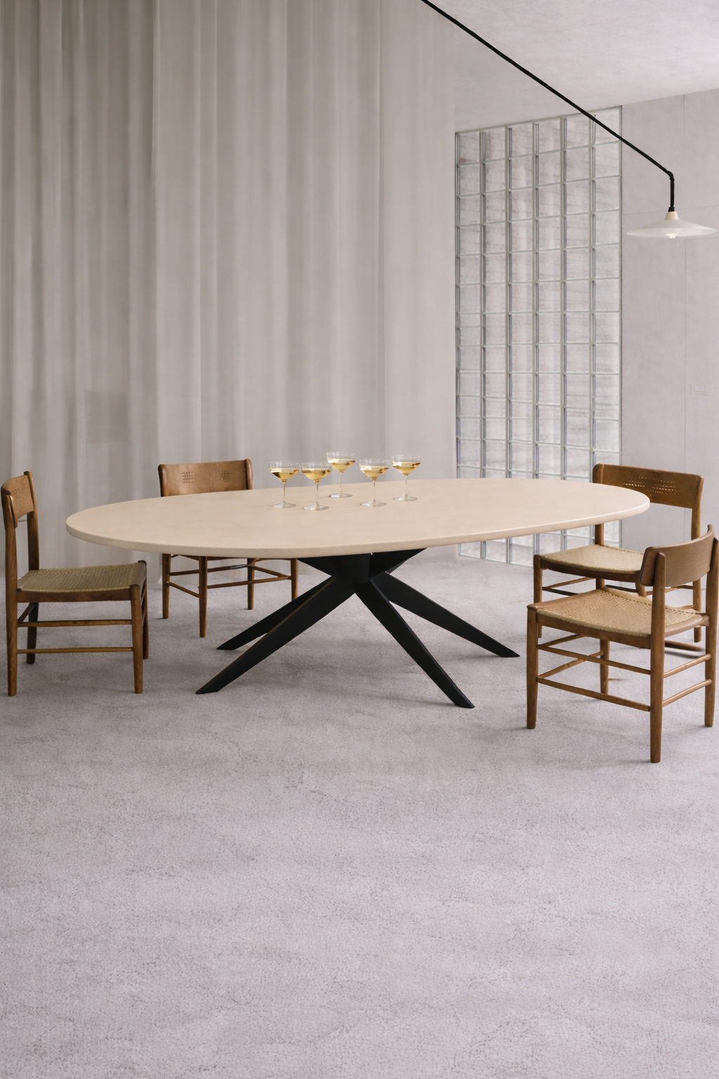 Ovale eettafel mortex (2,5 meter lang)