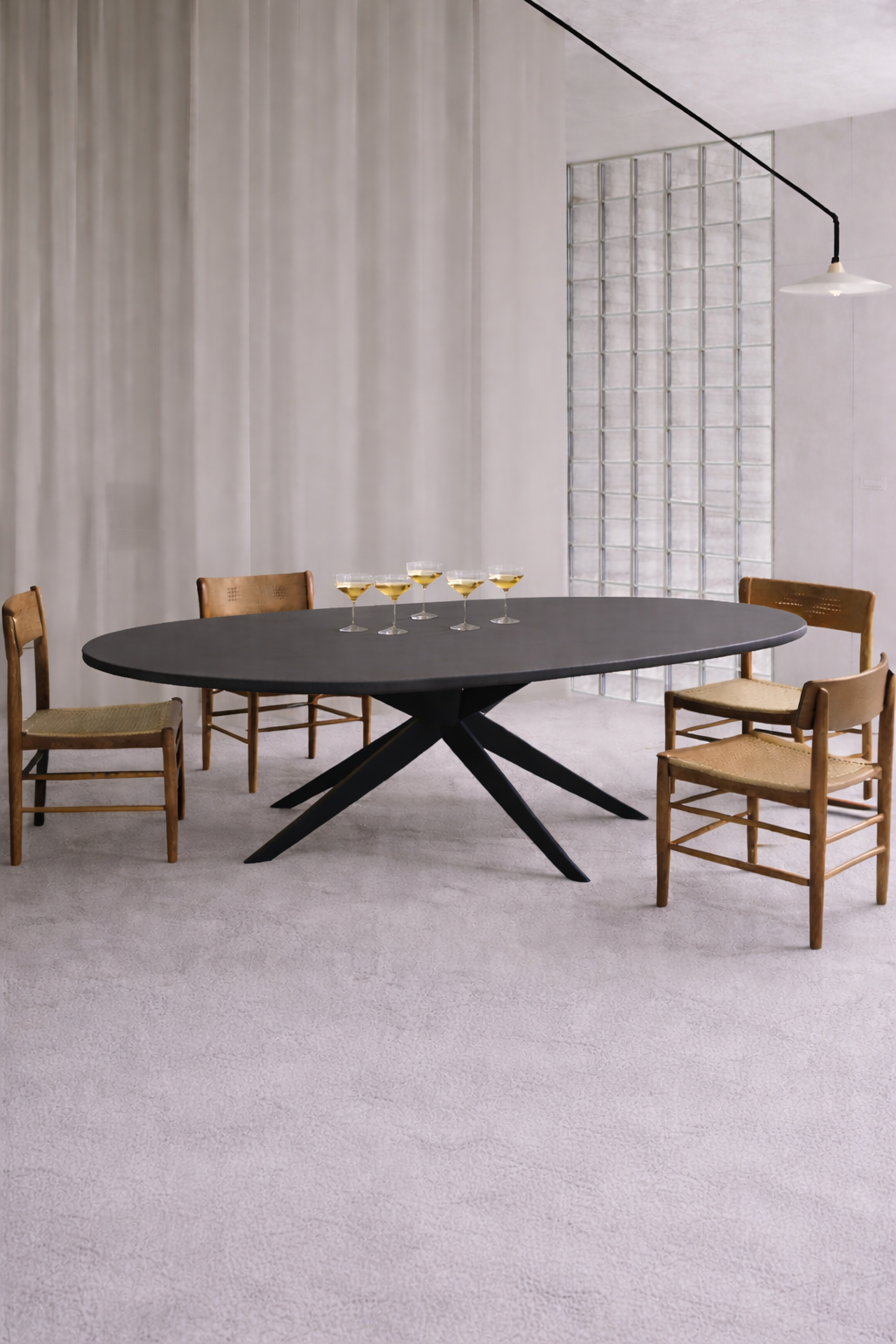 Ovale eettafel mortex (2,5 meter lang)