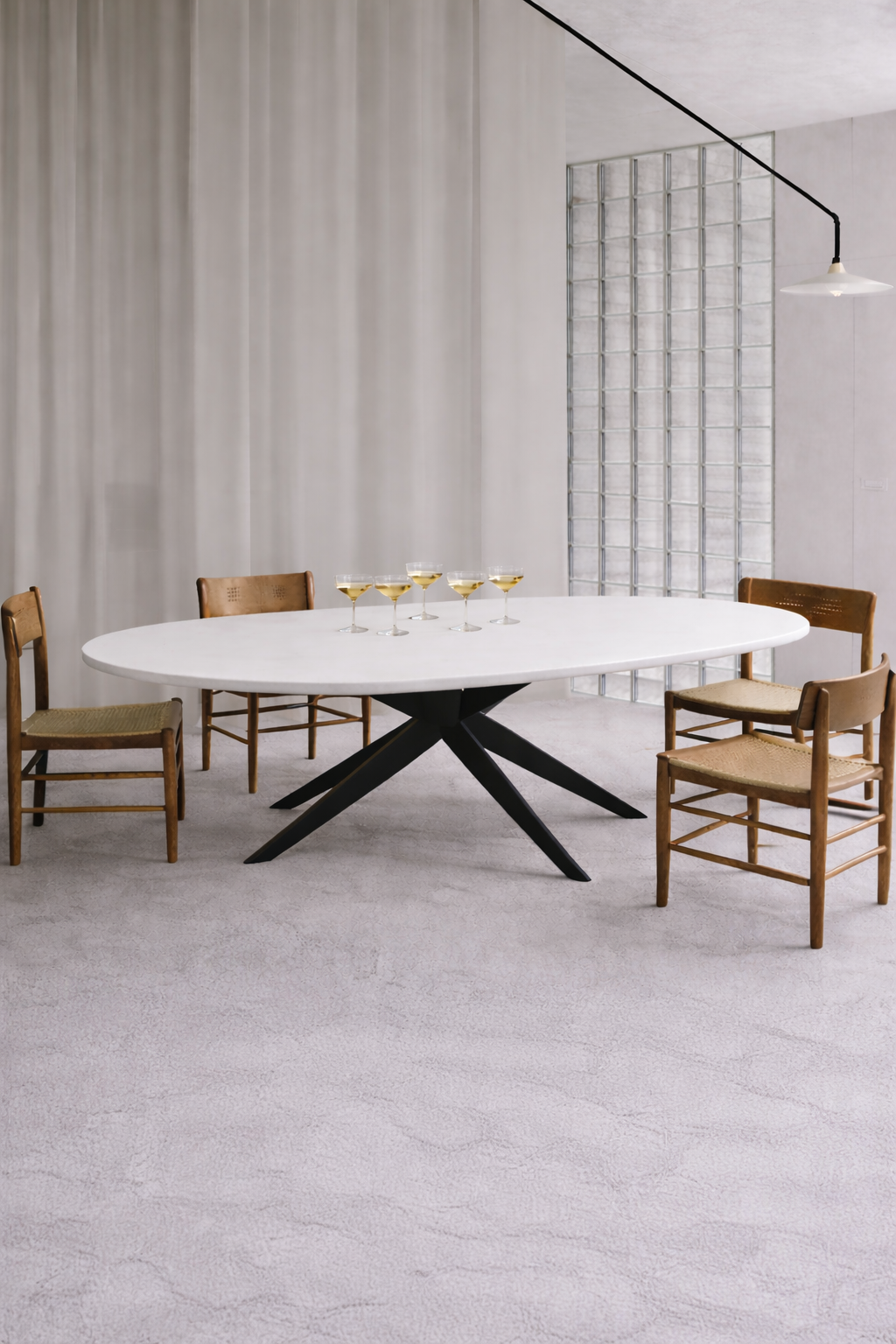 Ovale eettafel mortex (2,5 meter lang)